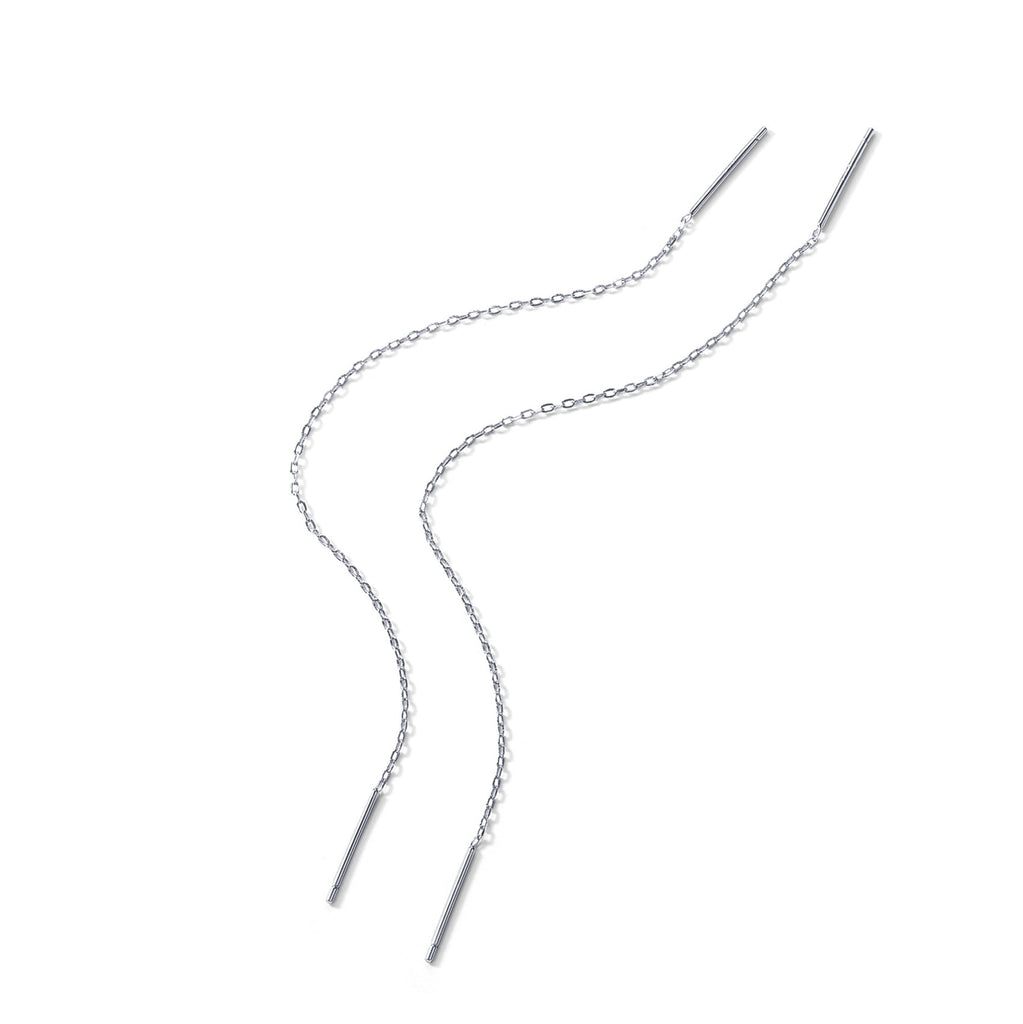 Celestial Chains Threader Earrings #Variant_White Gold Earring 
