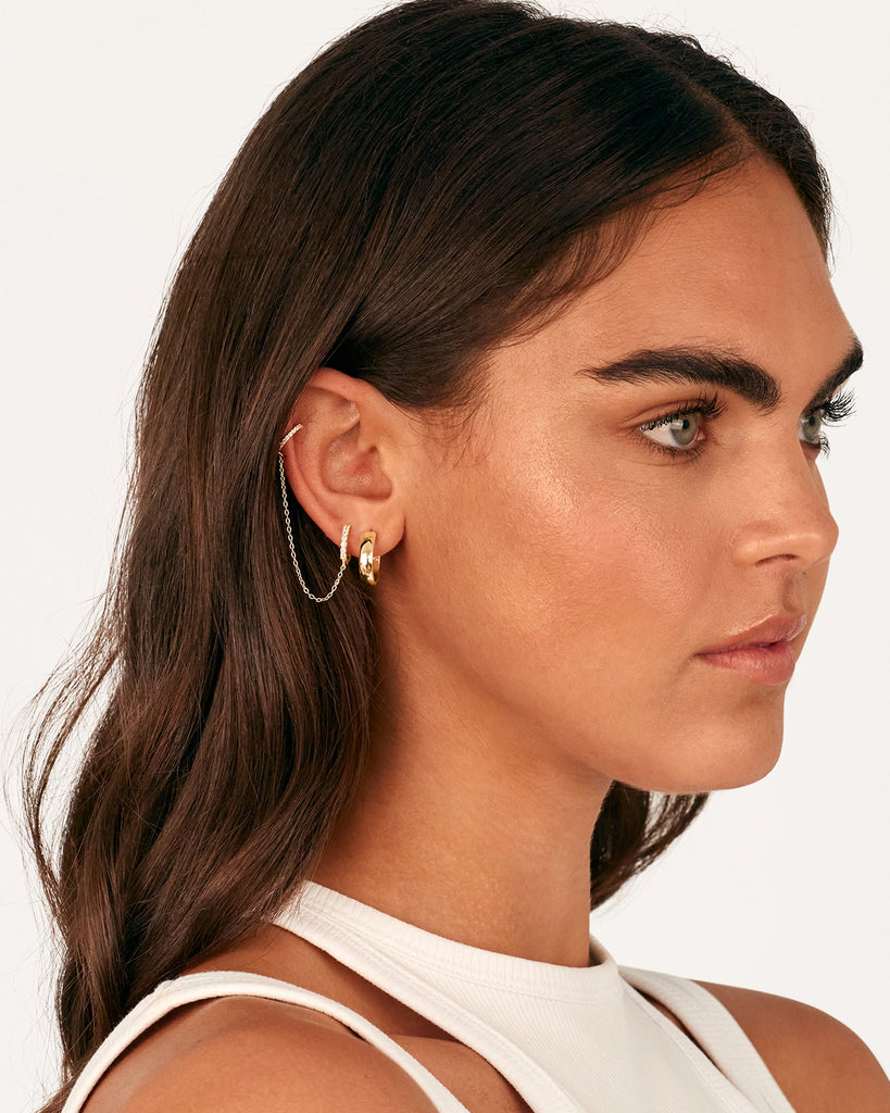Ear Cuff Dangle Chain Earrings #Variant_Yellow Gold  