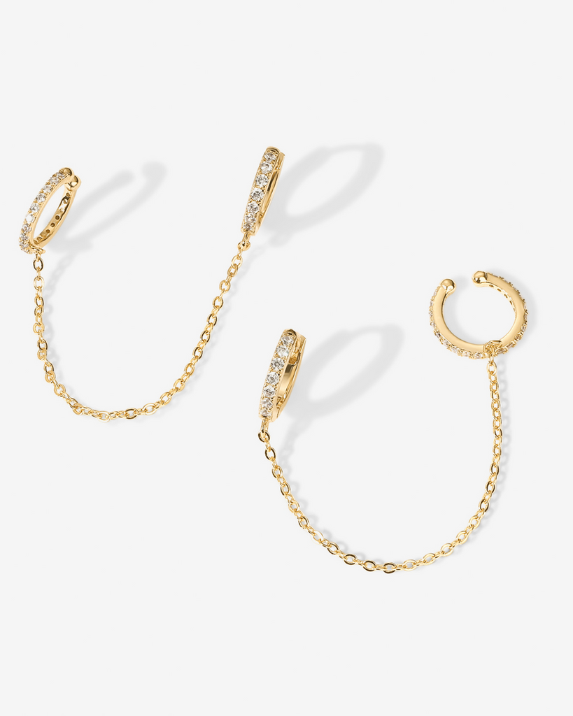 Ear Cuff Dangle Chain Earrings #Variant_Yellow Gold  