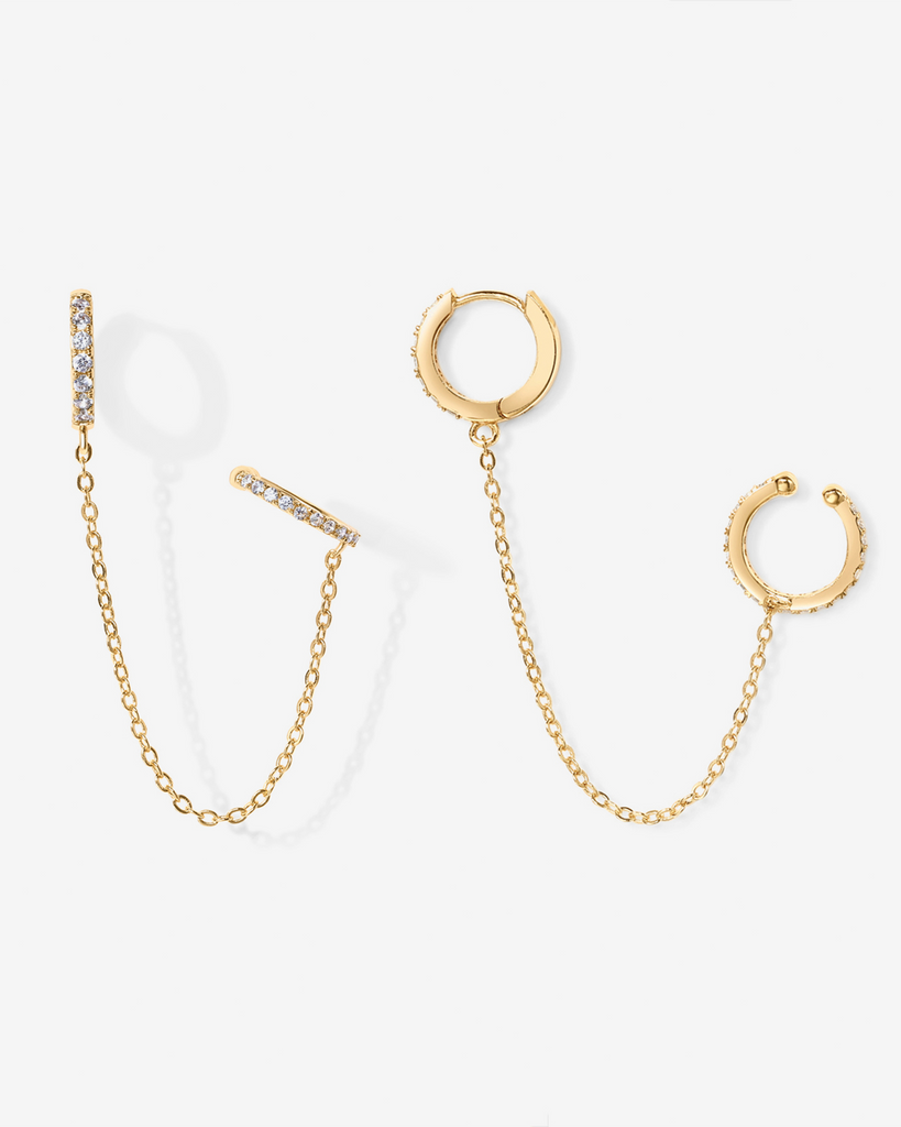Ear Cuff Dangle Chain Earrings #Variant_Yellow Gold  