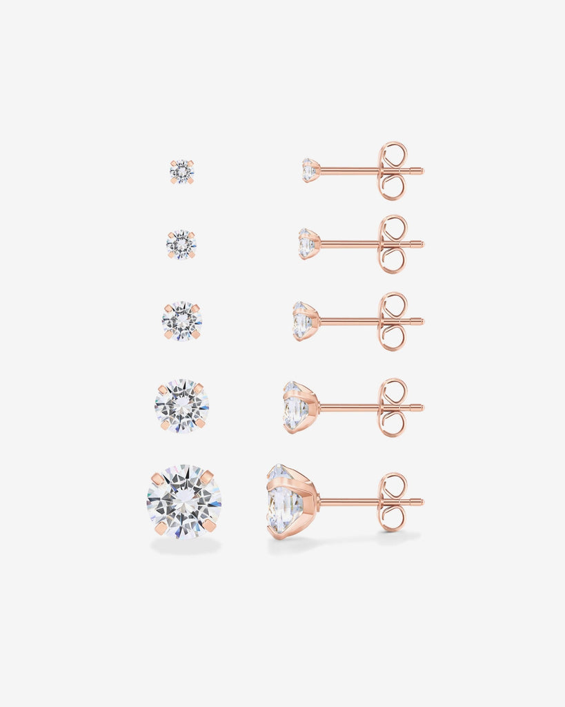 5 Pairs Stud Earring Pack #Variant_Rose Gold Earring 