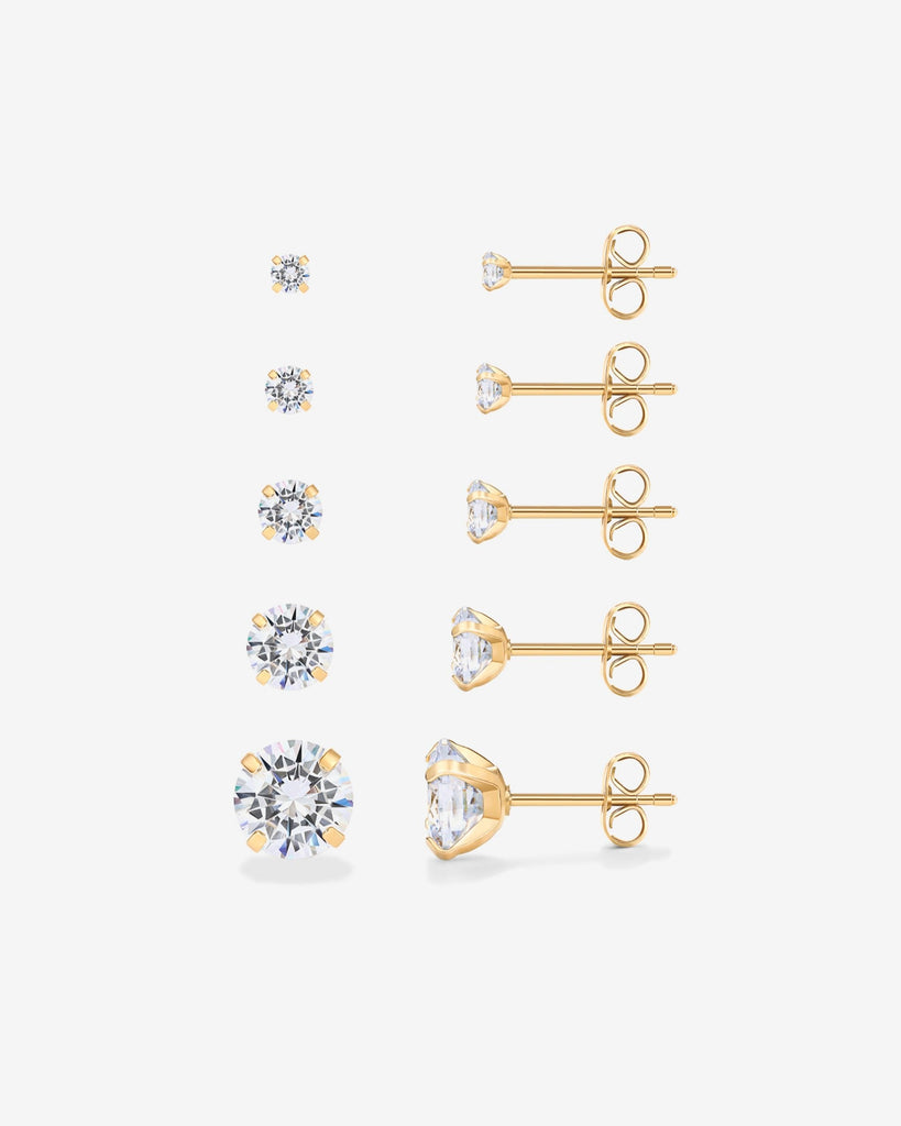 5 Pairs Stud Earring Pack #Variant_Yellow Gold Earring 