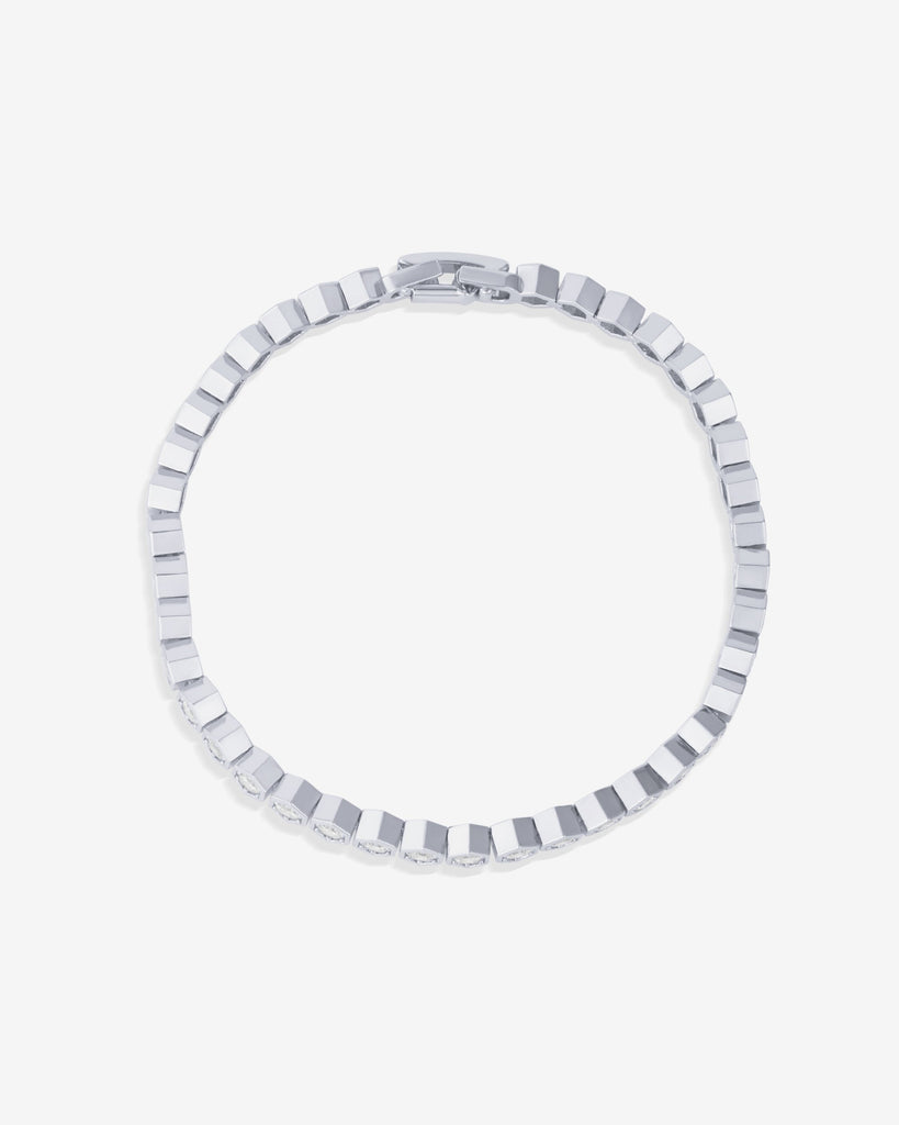 Honeycomb Tennis Bracelet #Variant_White Gold  