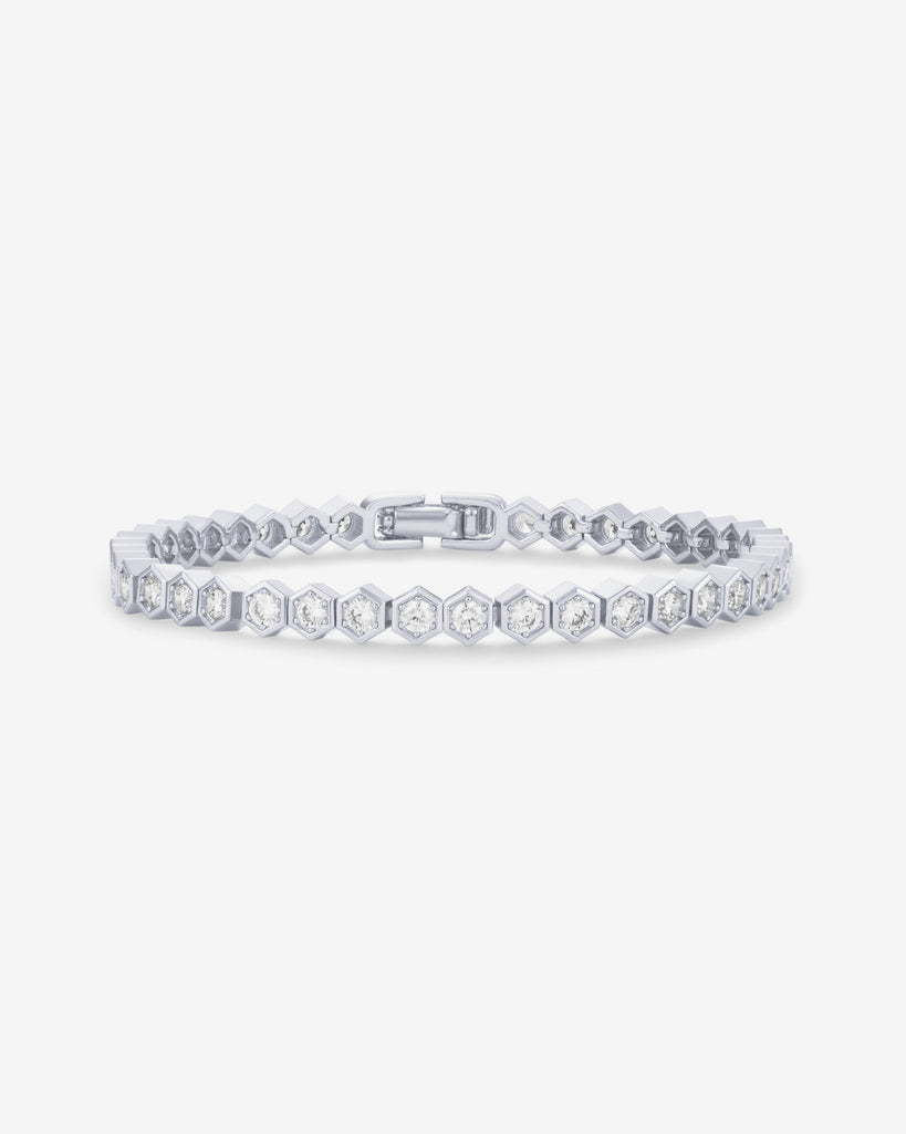Honeycomb Tennis Bracelet #Variant_White Gold  