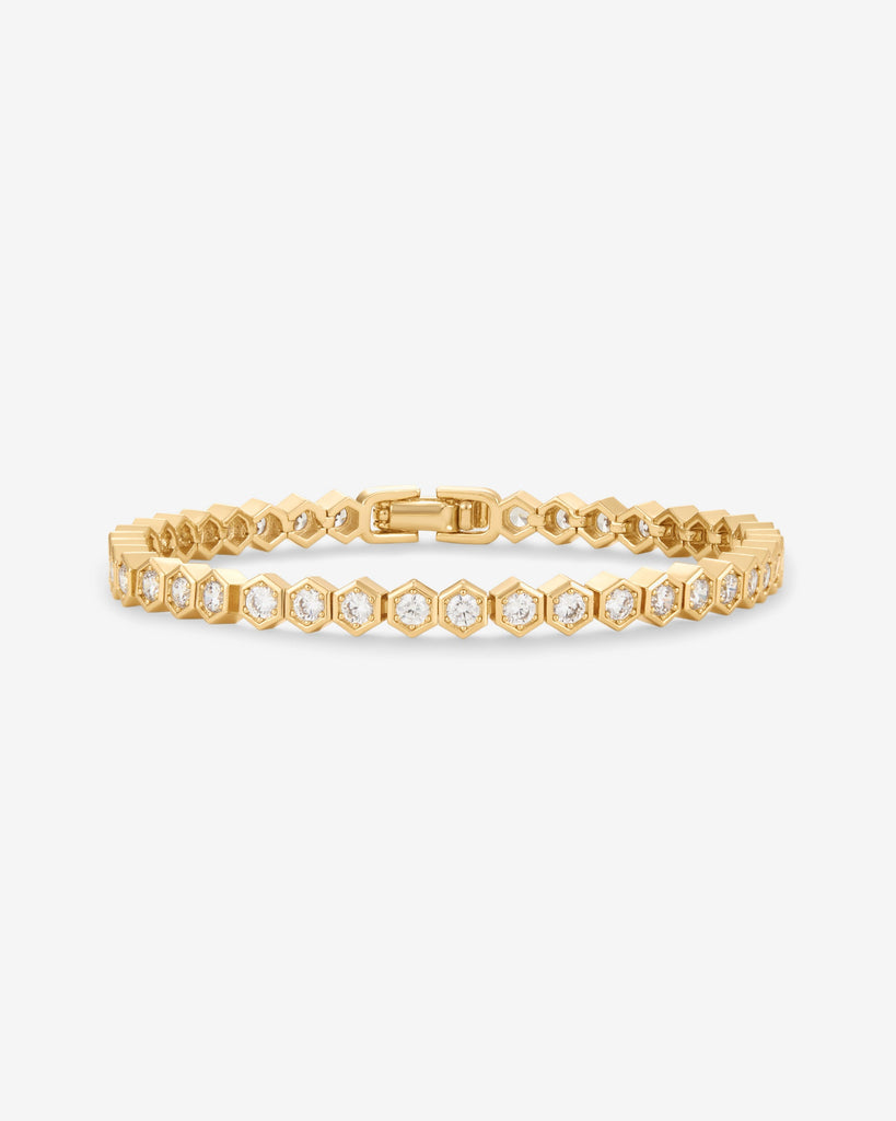Honeycomb Tennis Bracelet #Variant_Yellow Gold  
