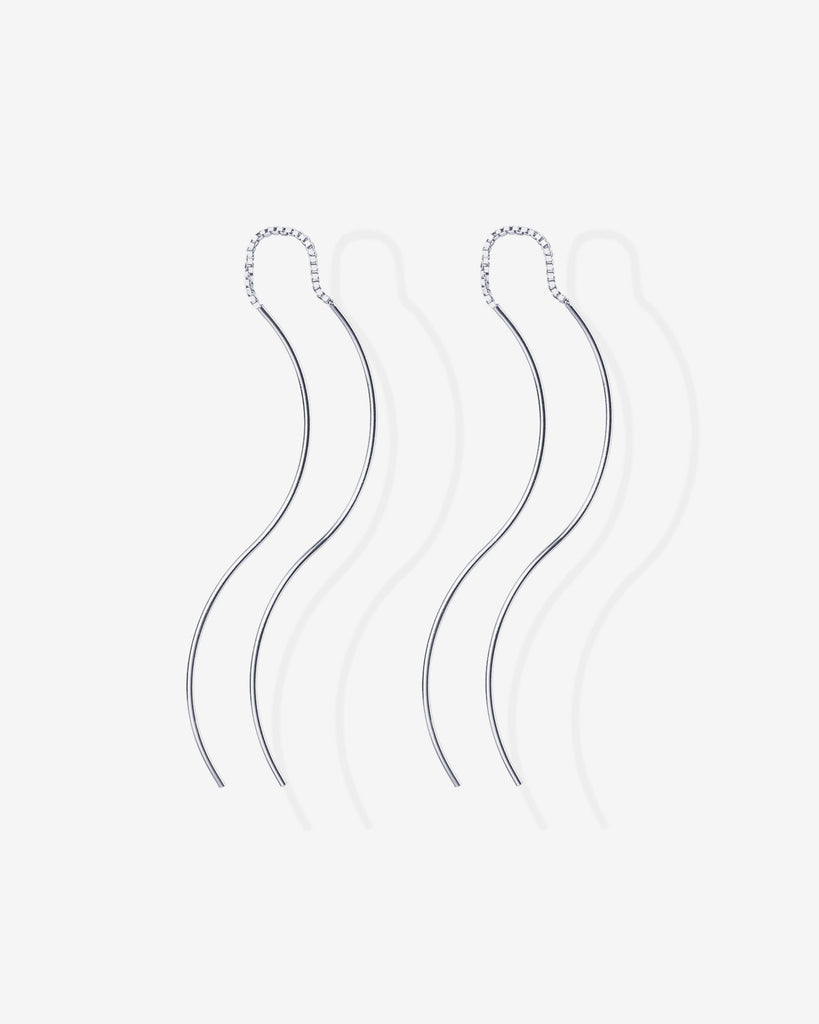 Twist Wavy Threader #Variant_White Gold Earrings 