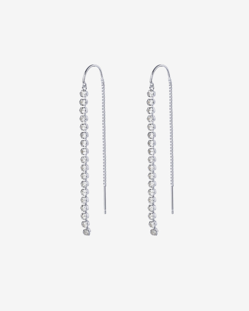 Cubic Zirconia Threader Earrings #Variant_White Gold Earrings 