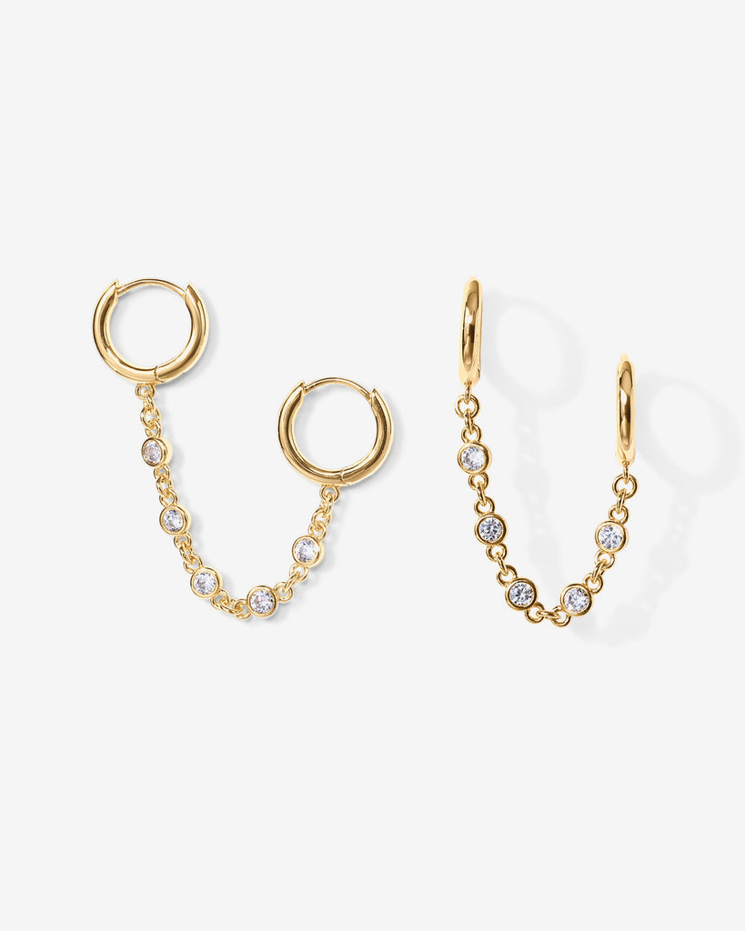 Cubic Zirconia Chain Earrings #Variant_Yellow Gold Earrings 