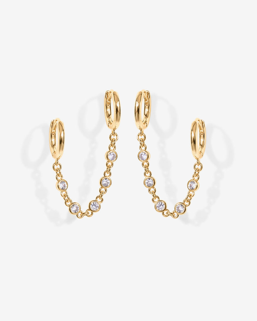 Cubic Zirconia Chain Earrings #Variant_Yellow Gold Earrings 