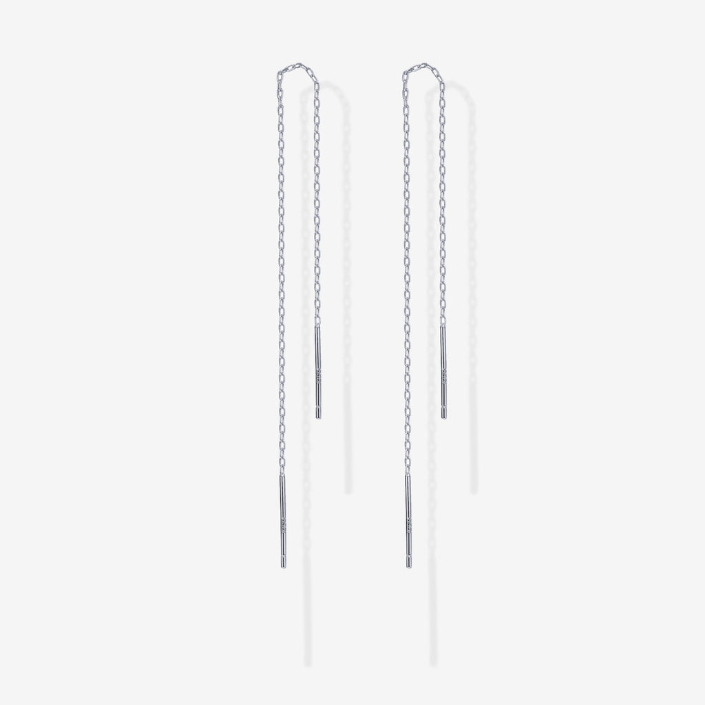 Celestial Chains Threader Earrings #Variant_White Gold Earring 