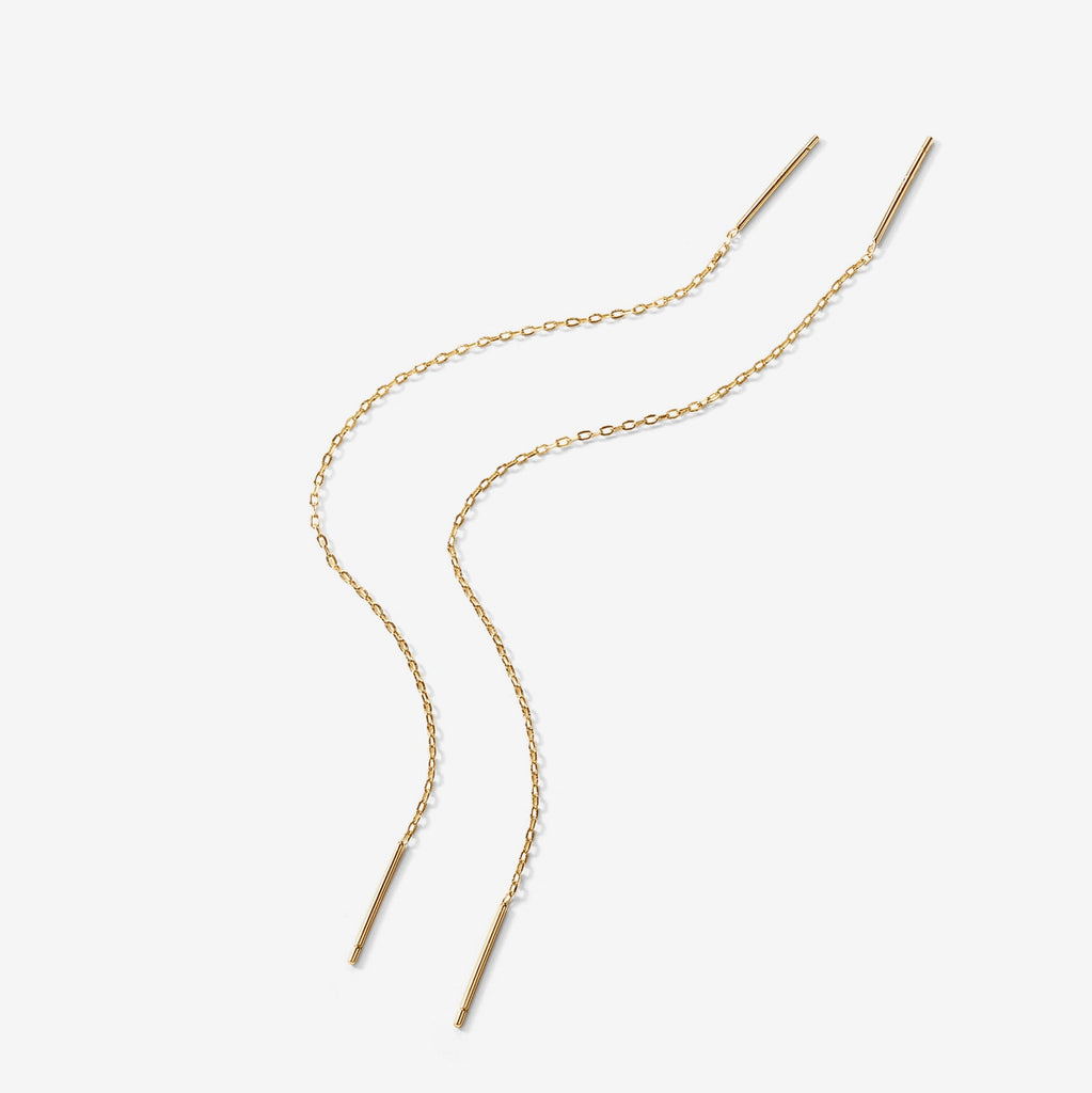 Celestial Chains Threader Earrings #Variant_Yellow Gold Earring 
