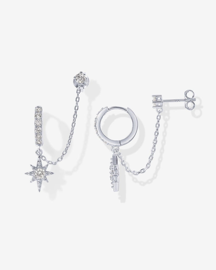 Starlight Chained Huggie Earrings #Variant_White Gold Earrings 