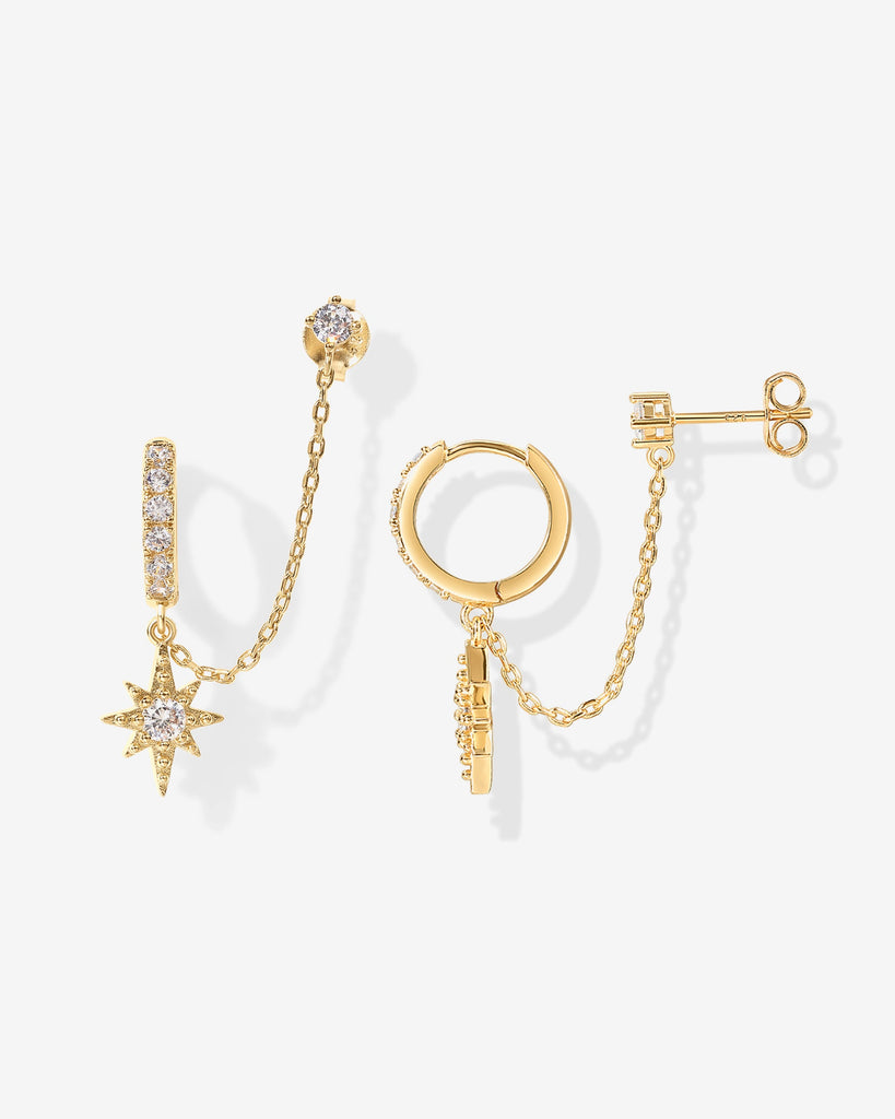 Starlight Chained Huggie Earrings #Variant_Yellow Gold Earrings 