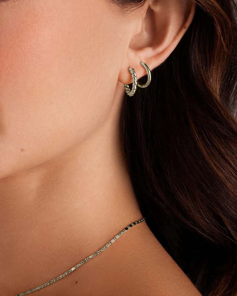 Aurora Trilogy Hoops Set #Variant_White Gold  Earrings 