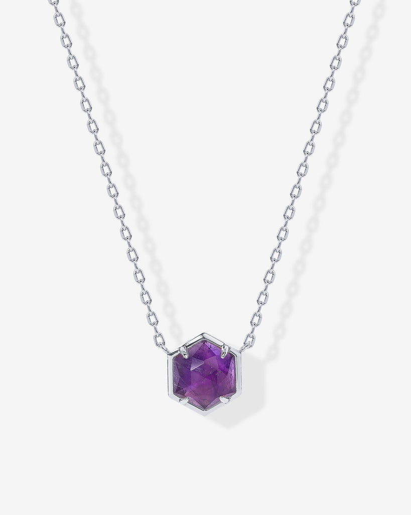 Harmony Gemstone Necklace #Variant_White Gold / Amethyst Necklace 
