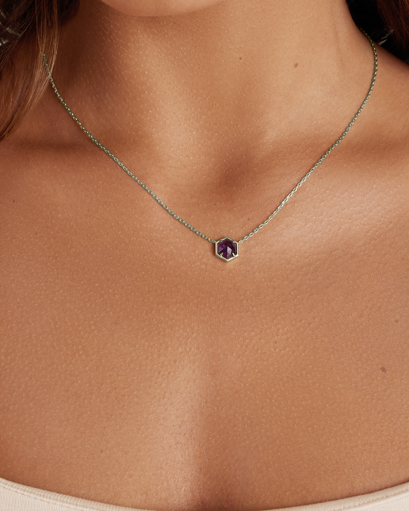Harmony Gemstone Necklace #Variant_White Gold / Amethyst Necklace 