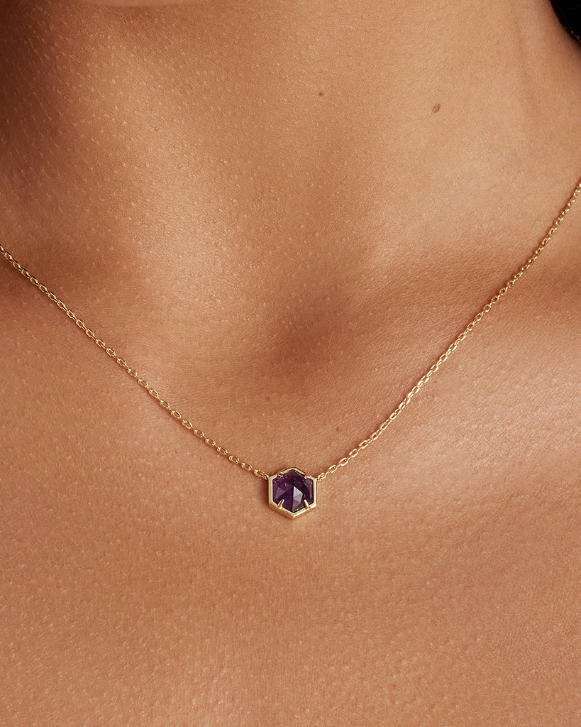 Harmony Gemstone Necklace #Variant_Yellow Gold / Amethyst Necklace 