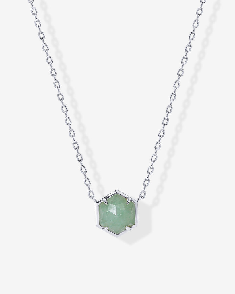 Harmony Gemstone Necklace #Variant_White Gold / Green Fluorite Necklace 