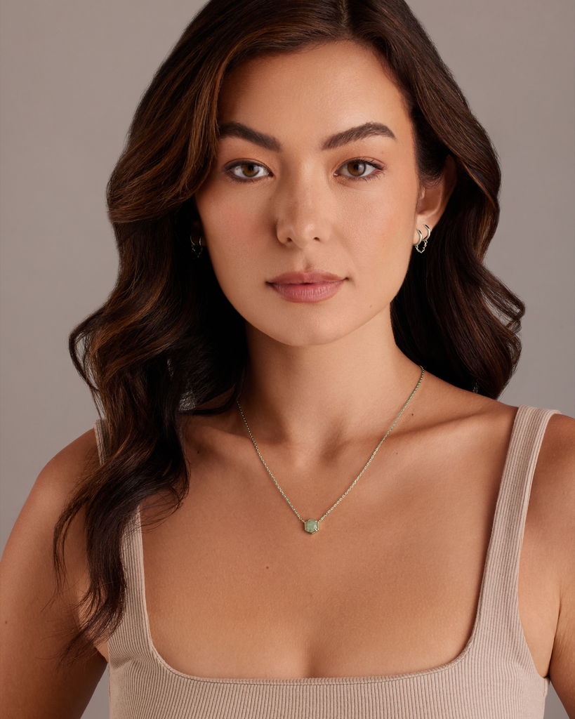 Harmony Gemstone Necklace #Variant_White Gold / Green Fluorite Necklace 