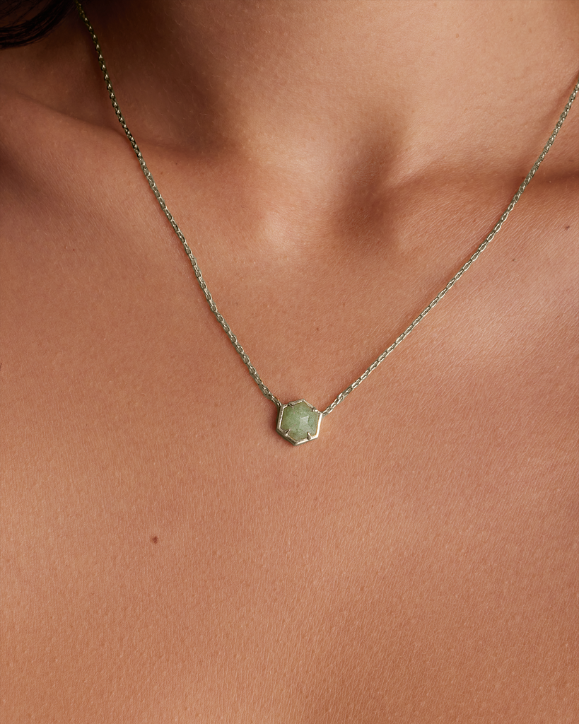 Harmony Gemstone Necklace #Variant_White Gold / Green Fluorite Necklace 