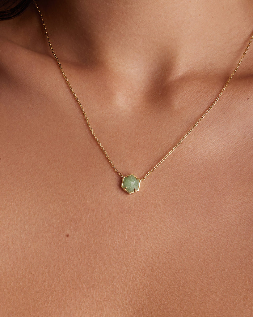 Harmony Gemstone Necklace #Variant_Yellow Gold / Green Fluorite Necklace 
