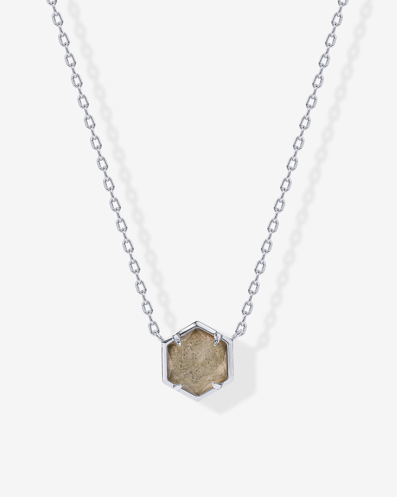 Harmony Gemstone Necklace #Variant_White Gold / Labradorite Necklace 