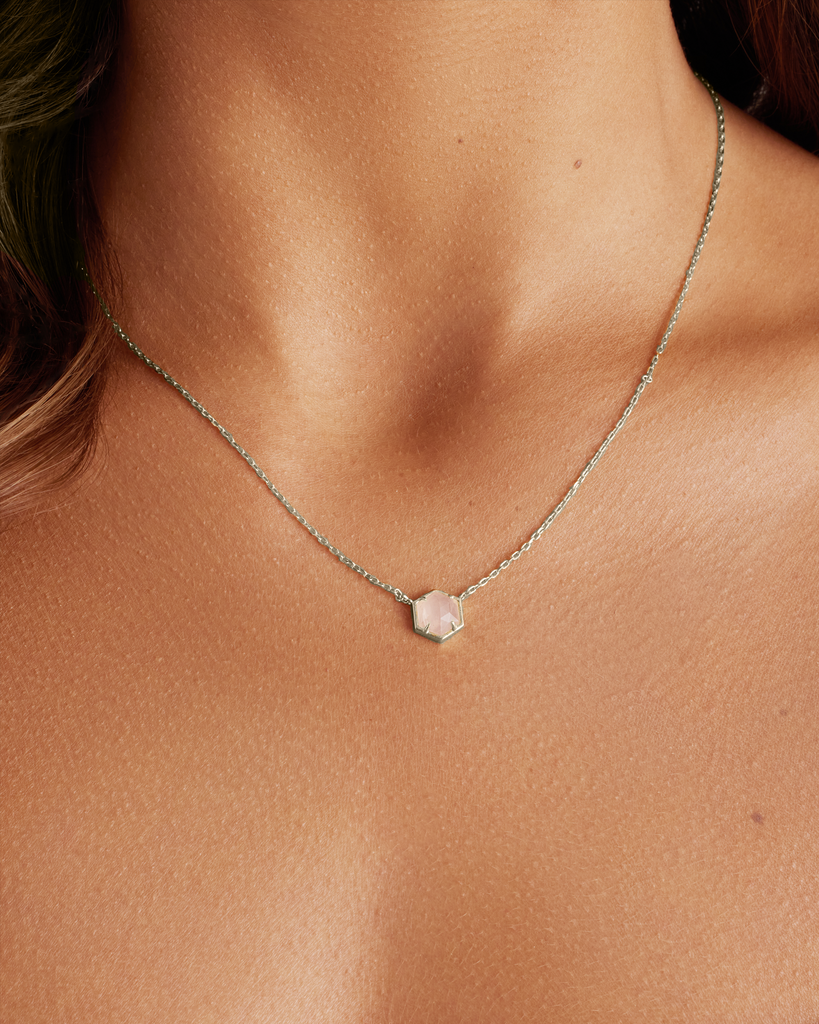 Harmony Gemstone Necklace #Variant_White Gold / Rose Quartz Necklace 