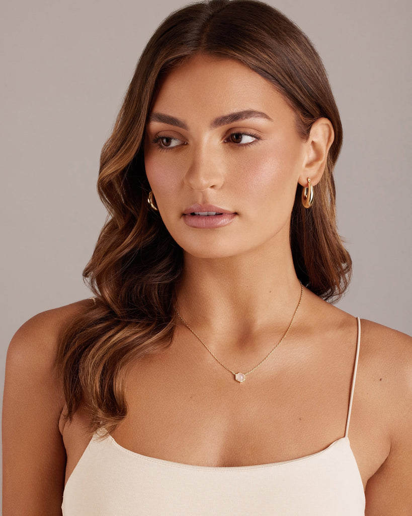 Harmony Gemstone Necklace #Variant_Yellow Gold / Rose Quartz Necklace 