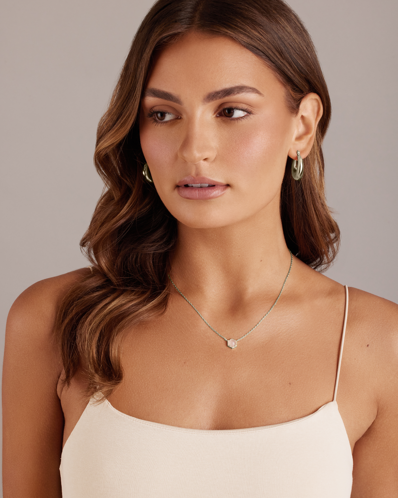 Harmony Gemstone Necklace #Variant_White Gold / Rose Quartz Necklace 