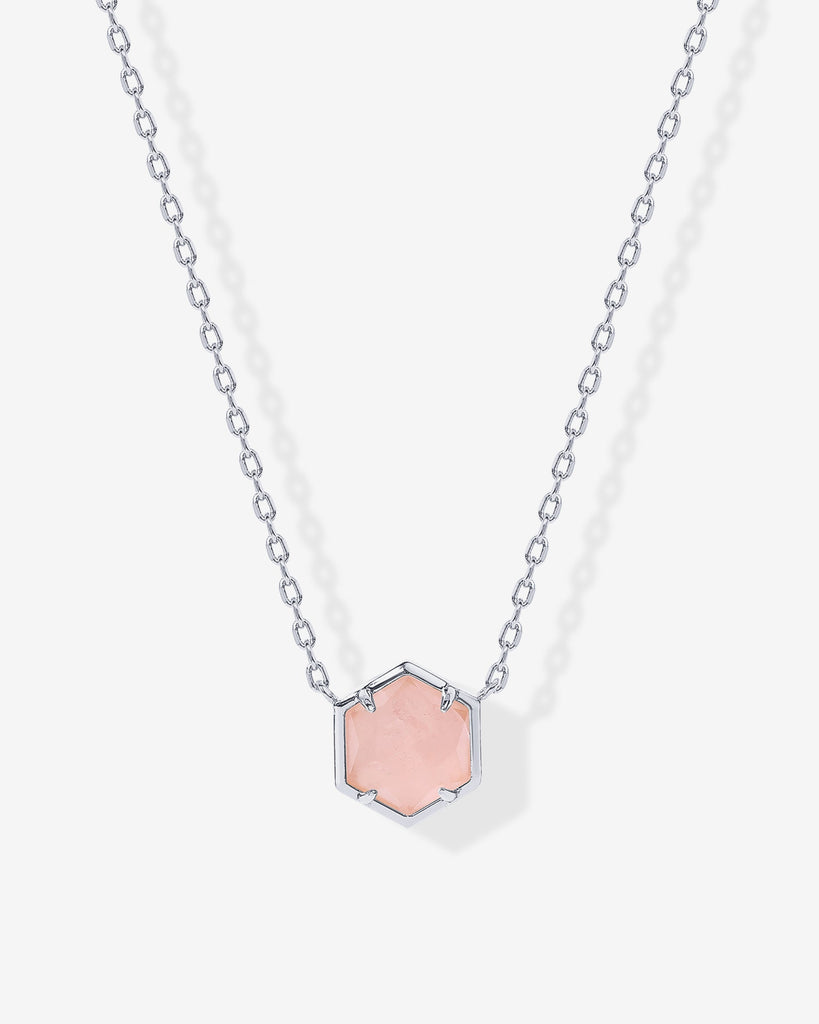 Harmony Gemstone Necklace #Variant_White Gold / Rose Quartz Necklace 