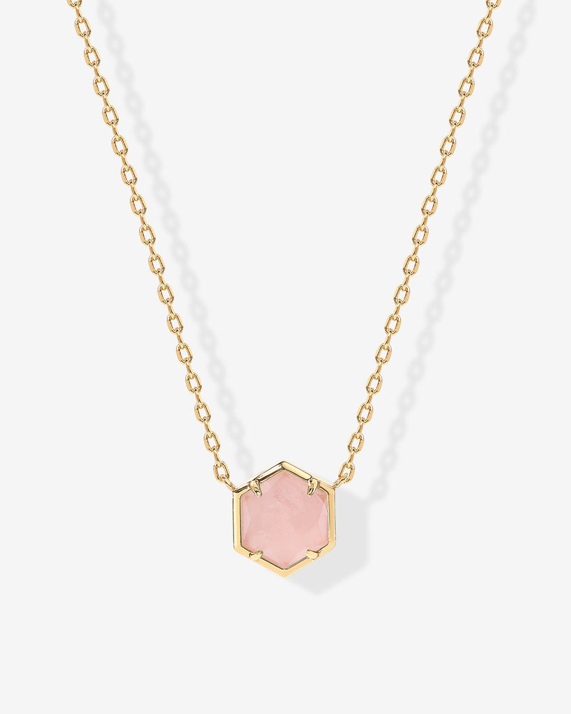 Harmony Gemstone Necklace #Variant_Yellow Gold / Rose Quartz Necklace 