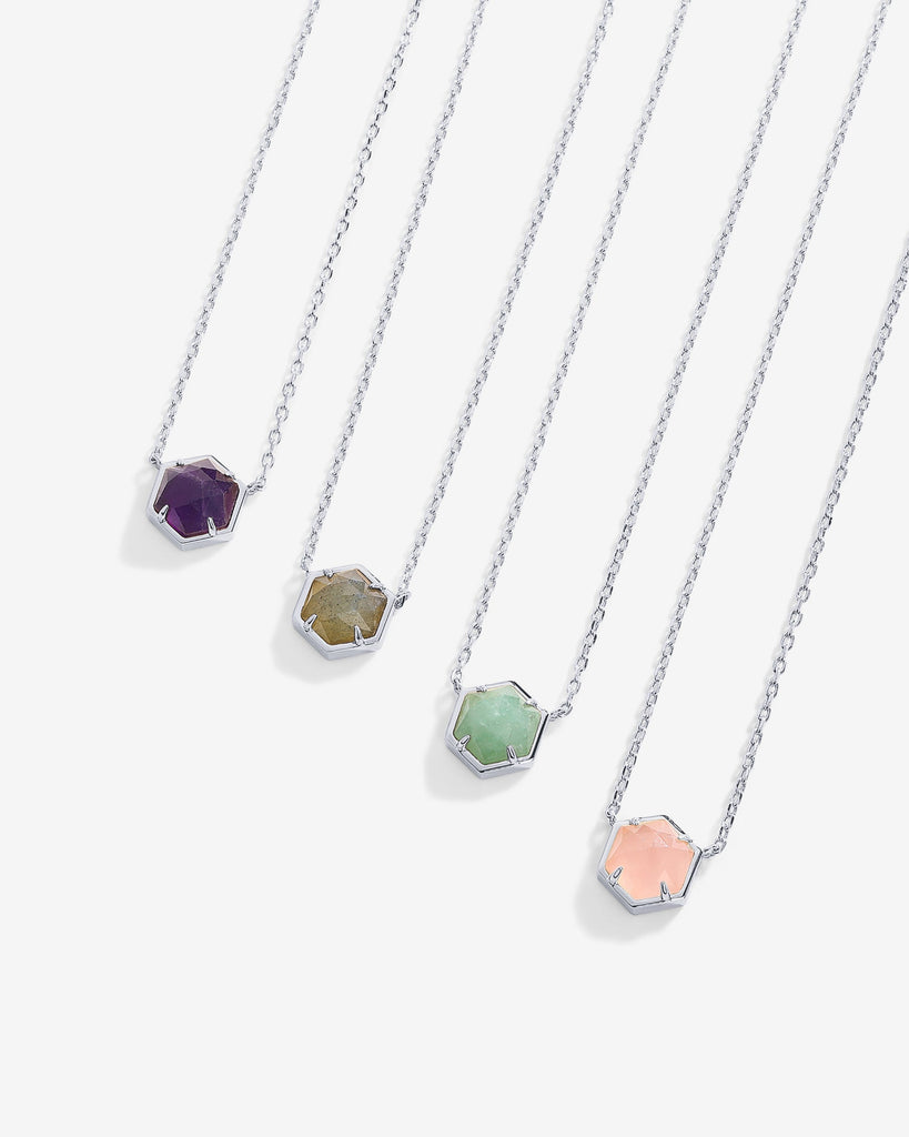Harmony Gemstone Necklace #Variant_White Gold / Amethyst Necklace 