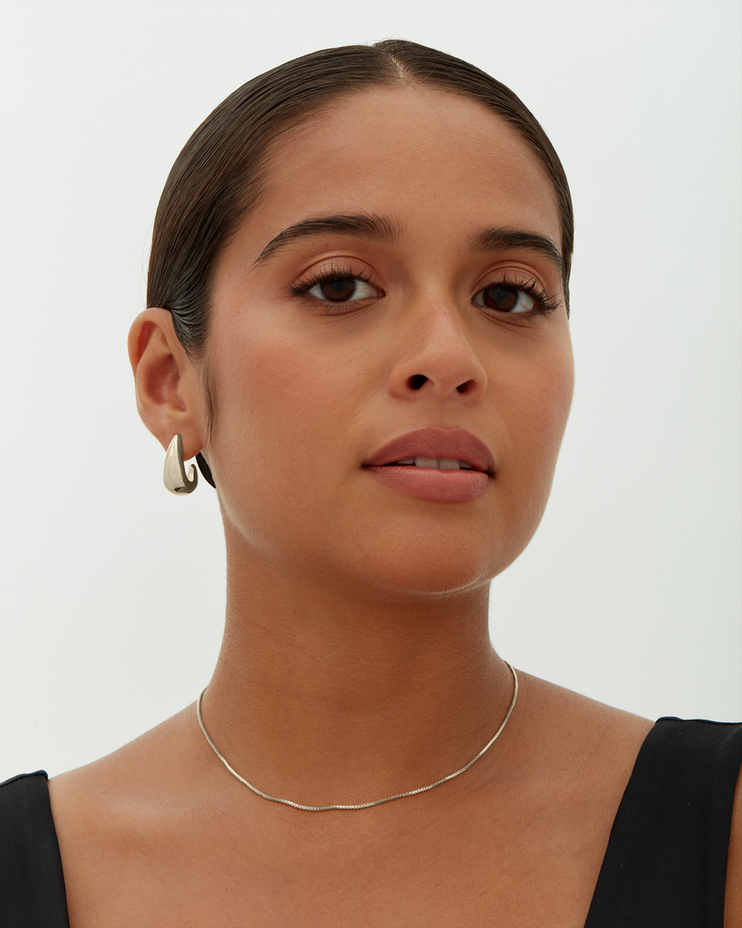 Gaia Chunky Hoop Earrings #Variant_White Gold Earrings 