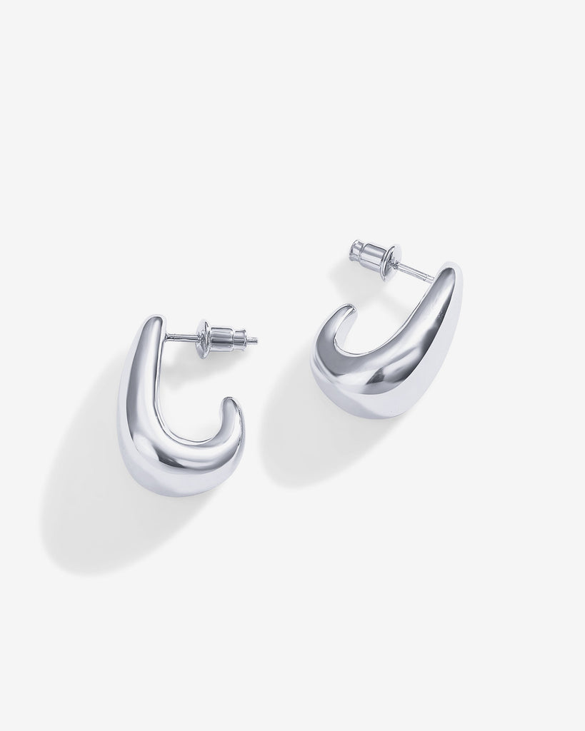 Gaia Chunky Hoop Earrings #Variant_White Gold Earrings 