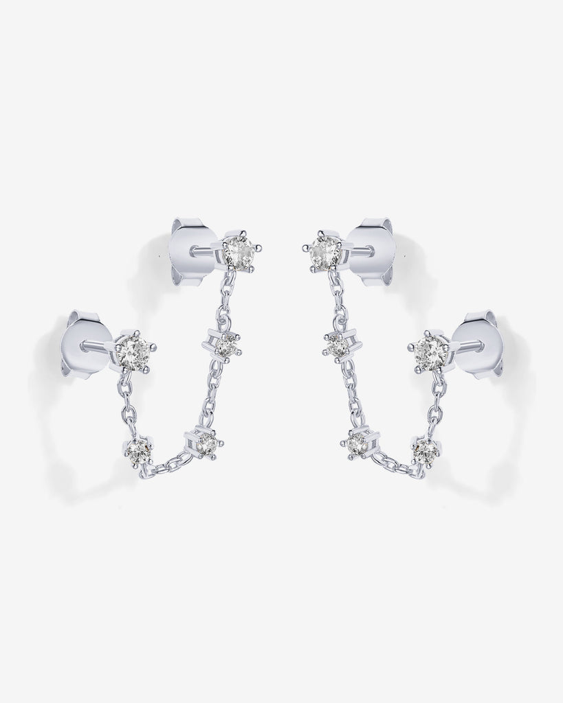 Chained Station Double Piercing Studs #Variant_White Gold Earring 