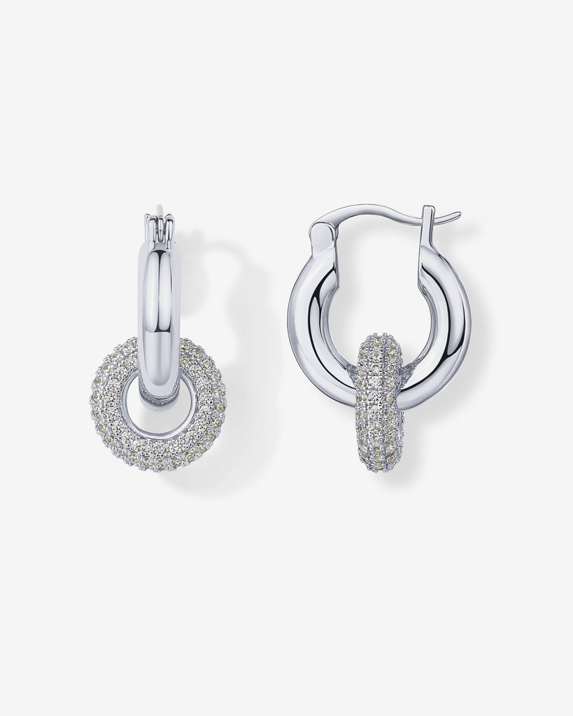 Chunky Halo Convertible Hoops #Variant_White Gold Earrings 