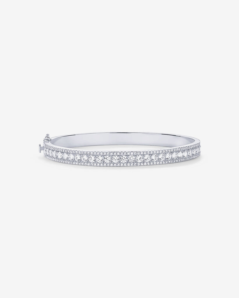 Classic Cubic Zirconia Bangle Bracelet #Variant_White Gold  
