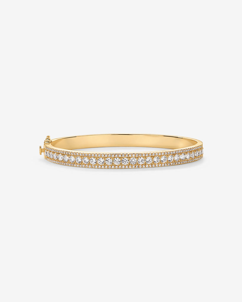 Classic Cubic Zirconia Bangle Bracelet #Variant_Yellow Gold  