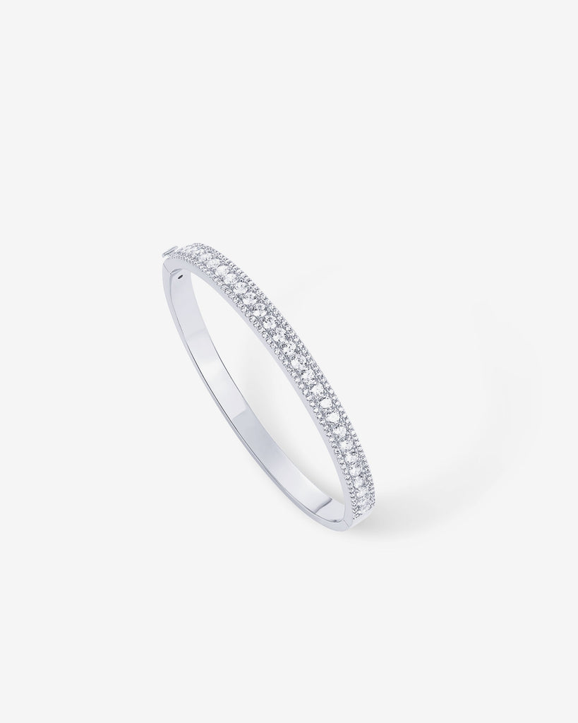 Classic Cubic Zirconia Bangle Bracelet #Variant_White Gold  