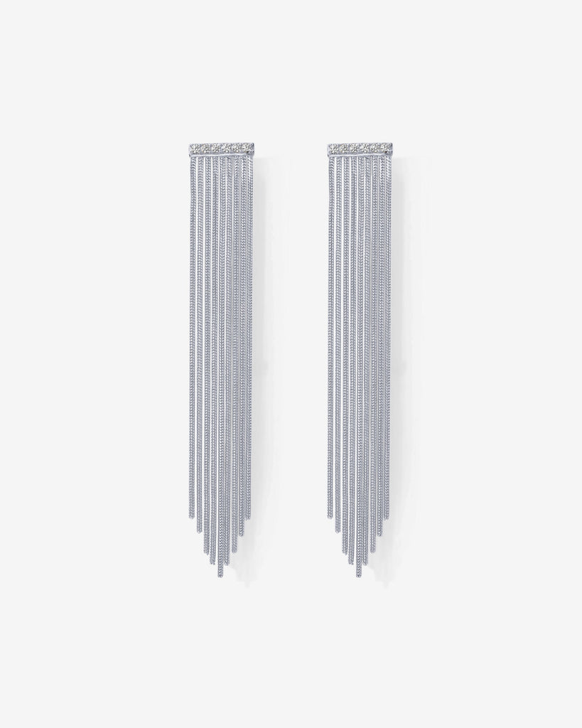 Bar Tassel Earrings #Variant_White Gold  