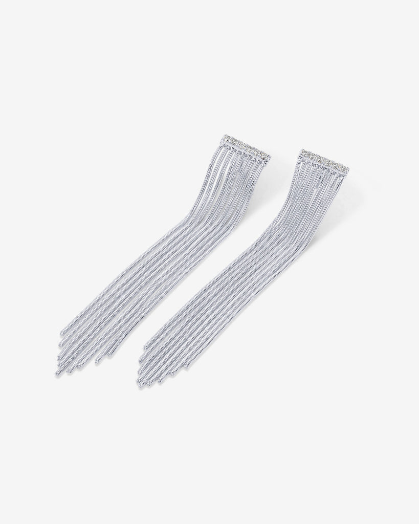 Bar Tassel Earrings #Variant_White Gold  