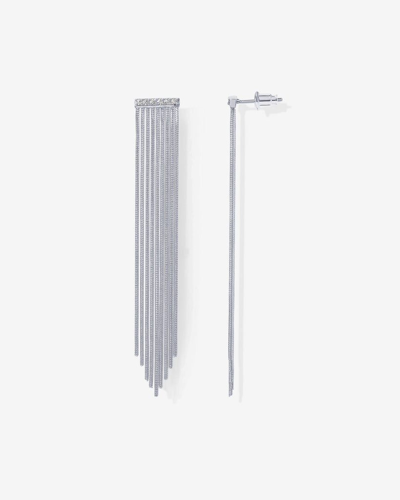 Bar Tassel Earrings #Variant_White Gold  