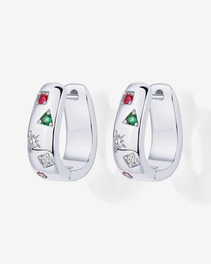 Multi Colored Chunky Huggies #Variant_White Gold   