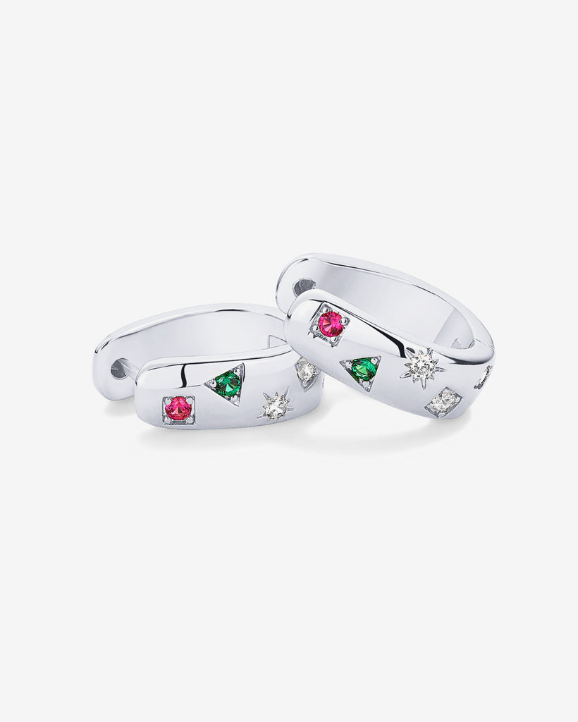 Multi Colored Chunky Huggies #Variant_White Gold   