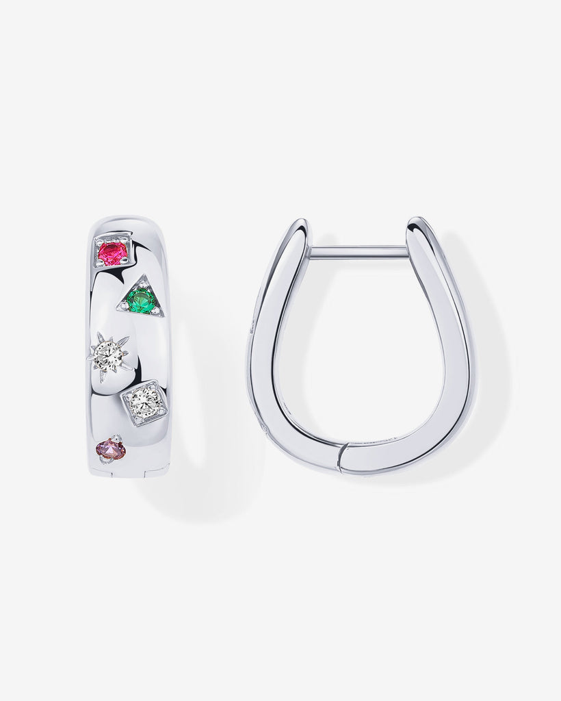 Multi Colored Chunky Huggies #Variant_White Gold   