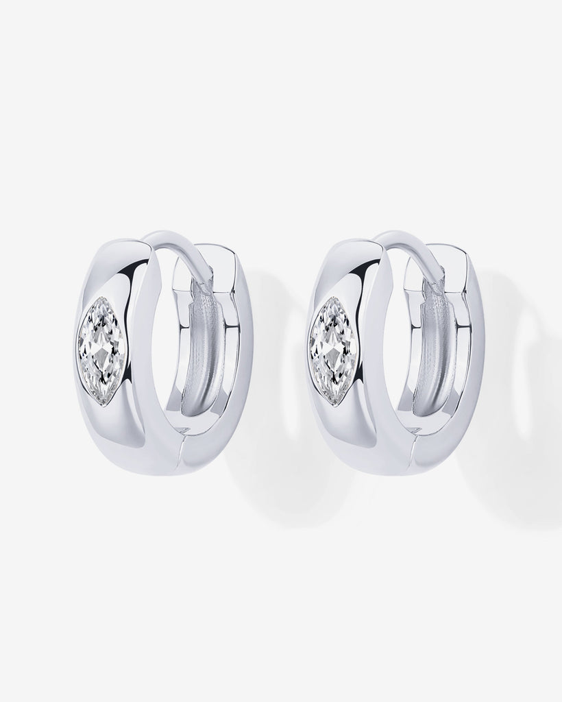 Marquise Chunky Huggie Earrings #Variant_White Gold  