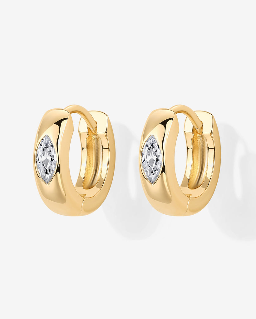 Marquise Chunky Huggie Earrings #Variant_Yellow Gold  