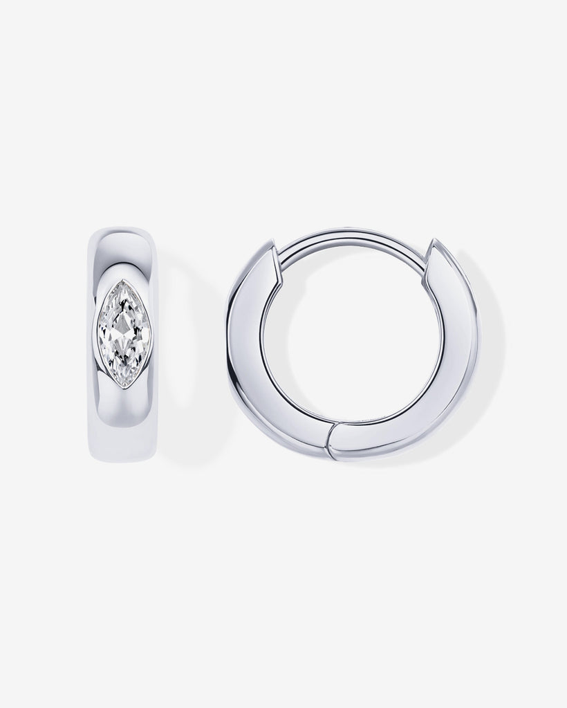 Marquise Chunky Huggie Earrings #Variant_White Gold  