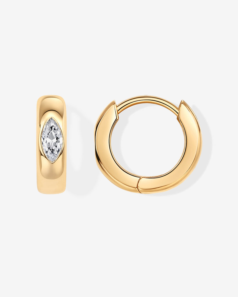 Marquise Chunky Huggie Earrings #Variant_Yellow Gold  