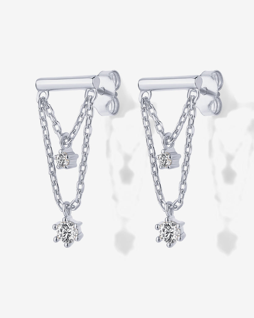 Bar Chained Earring #Variant_White Gold  